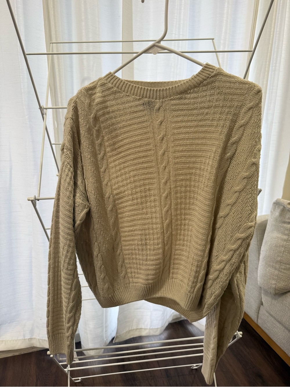 Reclaimed Vintage Beige Cable Crewneck Sweater